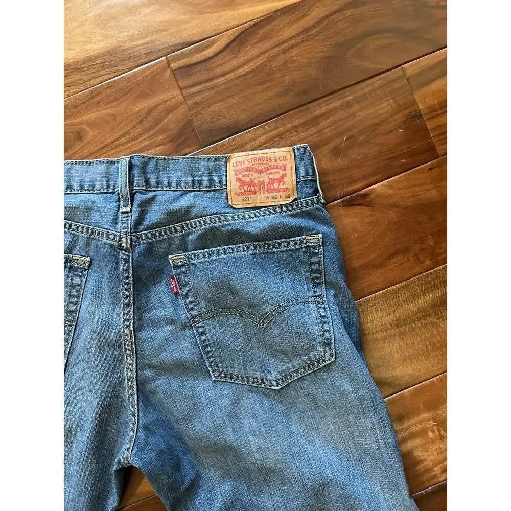 Levis Jeans Mens 36x30 Blue 527 Bootcut American Western Medium Wash Denim
